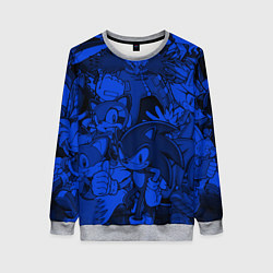 Женский свитшот SONIC BLUE PATTERN СИНИЙ ЁЖ