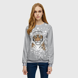 Свитшот женский Снежный тигр, цвет: 3D-меланж — фото 2