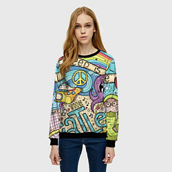 Свитшот женский All you need is The Beatles, цвет: 3D-черный — фото 2