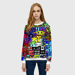Свитшот женский Geometry Dash: All Skins, цвет: 3D-белый — фото 2
