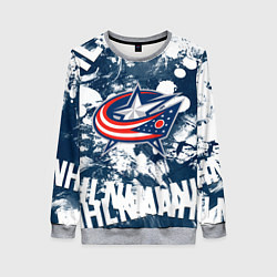 Свитшот женский Коламбус Блю Джекетс, Columbus Blue Jackets, цвет: 3D-меланж