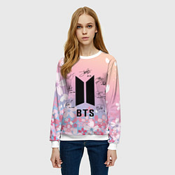 Свитшот женский BTS БТС АВТОГРАФЫ УЧАСТНИКОВ, цвет: 3D-белый — фото 2