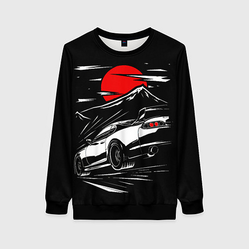 Женский свитшот Toyota Supra: Red Moon / 3D-Черный – фото 1