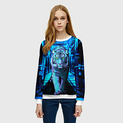 Свитшот женский Крадущийся тигр, цвет: 3D-белый — фото 2