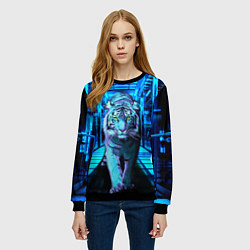 Свитшот женский Крадущийся тигр, цвет: 3D-черный — фото 2