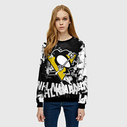 Свитшот женский Питтсбург Пингвинз Pittsburgh Penguins, цвет: 3D-черный — фото 2