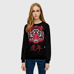 Свитшот женский Год тигра: китайский гороскоп, цвет: 3D-черный — фото 2