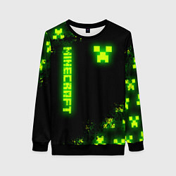 Свитшот женский MINECRAFT NEON LOGO CREEPER, цвет: 3D-черный