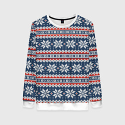 Свитшот женский Knitted Christmas Pattern, цвет: 3D-белый