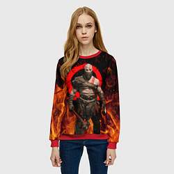 Свитшот женский GOD OF WAR РАГНАРЁК, КРАТОС В ОГНЕ, цвет: 3D-красный — фото 2