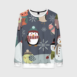 Женский свитшот НОВОГОДНИЙ ПАТТЕРН ЖИВОТНЫЕ