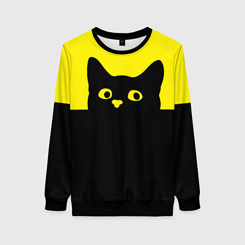 Женский свитшот Котик голова кота / 3D-Черный – фото 1