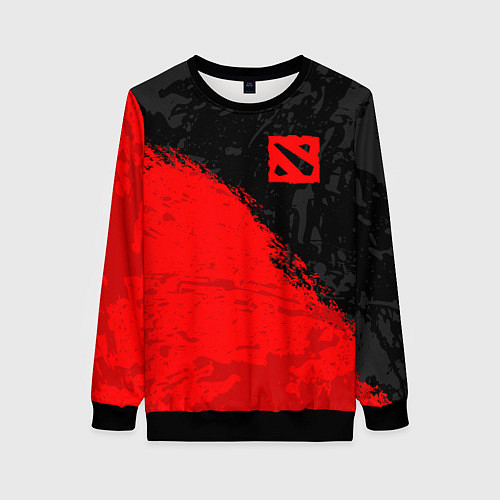 Женский свитшот DOTA 2 RED LOGO, БРЫЗГИ КРАСОК / 3D-Черный – фото 1