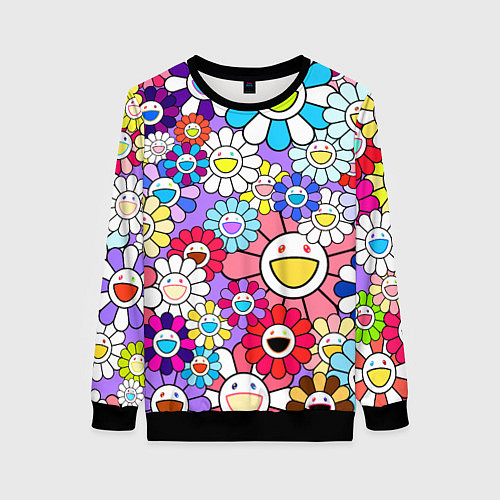 Женский свитшот Цветы Takashi Murakami / 3D-Черный – фото 1