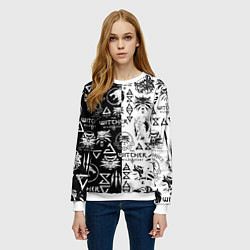 Свитшот женский THE WITCHER LOGOOMBING ВЕДЬМАК ПАТТЕРН, цвет: 3D-белый — фото 2
