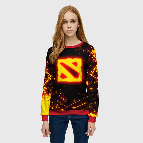 Женский свитшот DOTA 2 FIRE LOGO ДОТА 2 ОГНЕННЫЙ ЛОГО / 3D-Красный – фото 3