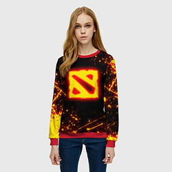 Свитшот женский DOTA 2 FIRE LOGO ДОТА 2 ОГНЕННЫЙ ЛОГО, цвет: 3D-красный — фото 2