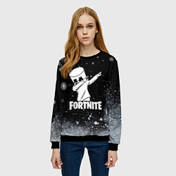 Свитшот женский НОВОГОДНИЙ FORTNITE MARSHMELLO, цвет: 3D-черный — фото 2