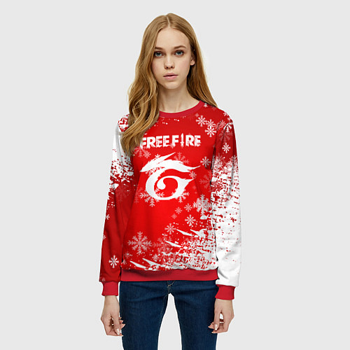 Женский свитшот Free Fire - Новогодний / 3D-Красный – фото 3
