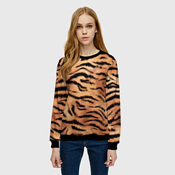 Свитшот женский Шкура тигра текстура, цвет: 3D-черный — фото 2