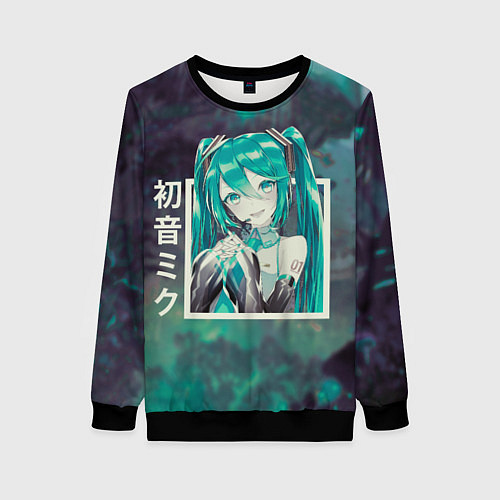 Женский свитшот Мику Хацунэ в квадрате , вокалоид / 3D-Черный – фото 1