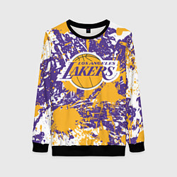 Свитшот женский LAKERS ФИРМЕННЫЕ ЦВЕТА БРЫЗГИ КРАСОК LA, цвет: 3D-черный