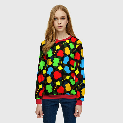 Женский свитшот SOUTH PARK ЮЖНЫЙ ПАРК НОВОГОДНИЙ УЗОР / 3D-Красный – фото 3