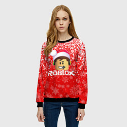 Свитшот женский ROBLOX НОВОГОДНИЙ SMILE 2022, цвет: 3D-черный — фото 2