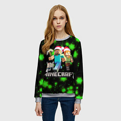 Свитшот женский НОВОГОДНИЙ MINECRAFT ГЕРОИ ИГРЫ, цвет: 3D-меланж — фото 2