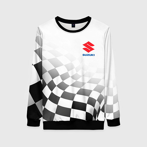 Женский свитшот Suzuki, Сузуки Спорт, Финишный флаг / 3D-Черный – фото 1