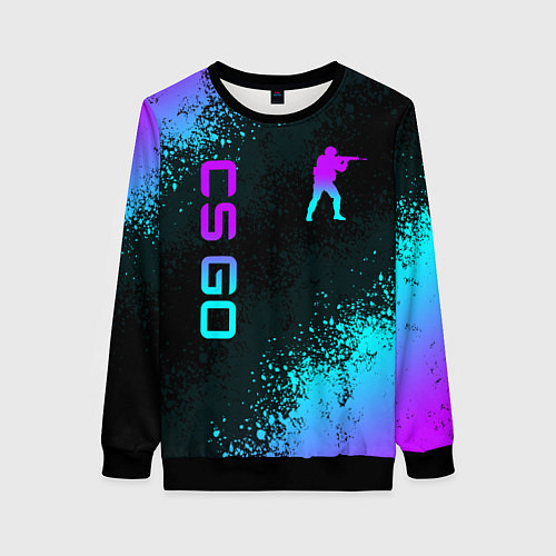 Женский свитшот CS GO NEON SYMBOL STYLE SKIN КС ГО НЕОН / 3D-Черный – фото 1