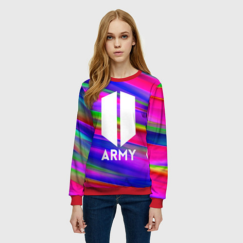 Женский свитшот BTS ARMY RAIBOW / 3D-Красный – фото 3