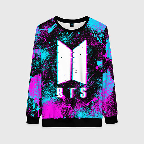 Женский свитшот НЕОНОВЫЙ БТС NEON BTS / 3D-Черный – фото 1