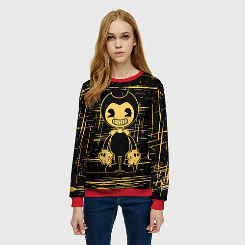 Женский свитшот Bendy and the ink machine - Бенди / 3D-Красный – фото 3