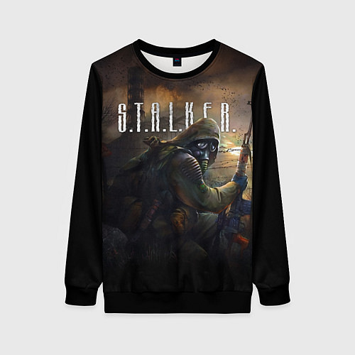Женский свитшот СТАЛКЕР ТЕНИ ЧЕРНОБЫЛЯ, ЧАЭС STALKER / 3D-Черный – фото 1