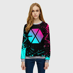 Свитшот женский EXO BAND NEON LOGO НЕОНОВЫЕ БРЫЗГИ КРАСОК, цвет: 3D-меланж — фото 2