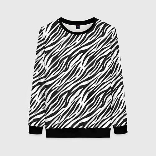 Женский свитшот Чёрно-Белые полоски Зебры / 3D-Черный – фото 1