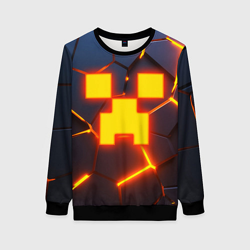 Женский свитшот ОГНЕННЫЙ КРИПЕР 3D ПЛИТЫ FIRE CREEPER / 3D-Черный – фото 1
