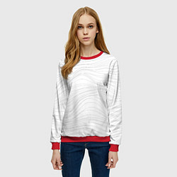 Свитшот женский Белые волны, цвет: 3D-красный — фото 2
