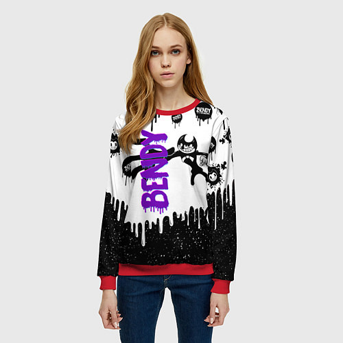 Женский свитшот Бенди длинная рука Bendy / 3D-Красный – фото 3
