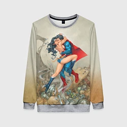Свитшот женский The Kiss of Superman and Wonder Woman, цвет: 3D-меланж