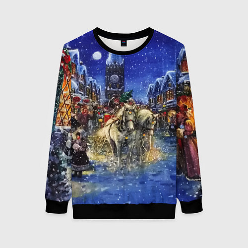 Женский свитшот НОВОГОДНЯЯ АТМОСФЕРА НОВЫЙ ГОД 2022 / 3D-Черный – фото 1