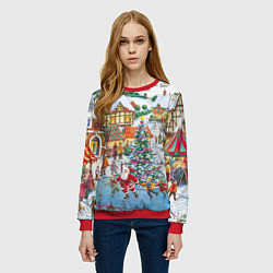 Свитшот женский САНТА КЛАУС НА ЛЬДУ, НОВЫЙ ГОД 2022 АРТ, цвет: 3D-красный — фото 2