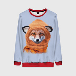 Свитшот женский Рыжий лис в шапке, цвет: 3D-красный