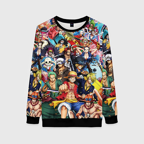 Женский свитшот ВСЕ ГЕРОИ АНИМЕ ВАН ПИС ALL HEROES ONE PIECE / 3D-Черный – фото 1