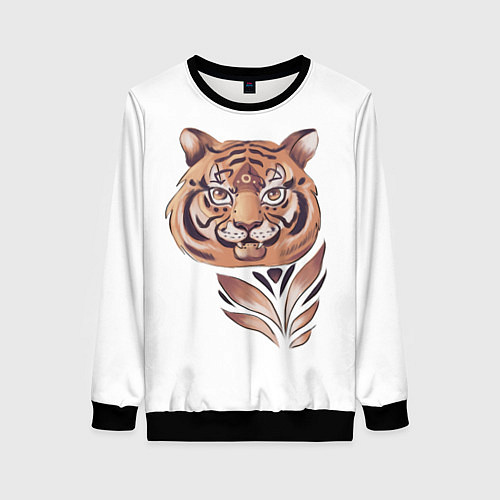 Женский свитшот Тигр, принт / 3D-Черный – фото 1