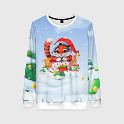 Женский свитшот 2022 - Тигренок с подарками