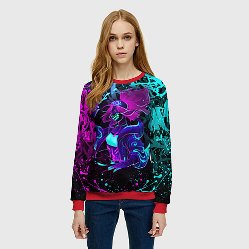Женский свитшот KDA NEON GRAFFITI LEAGUE OF LEGENDS / 3D-Красный – фото 3