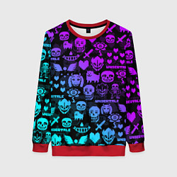 Свитшот женский UNDERTALE NEON PATTERN УЗОР, цвет: 3D-красный