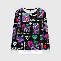 Свитшот женский DELTARUNE PATTERN ART ГЕРОИ ДЕЛЬТАРУН, цвет: 3D-белый